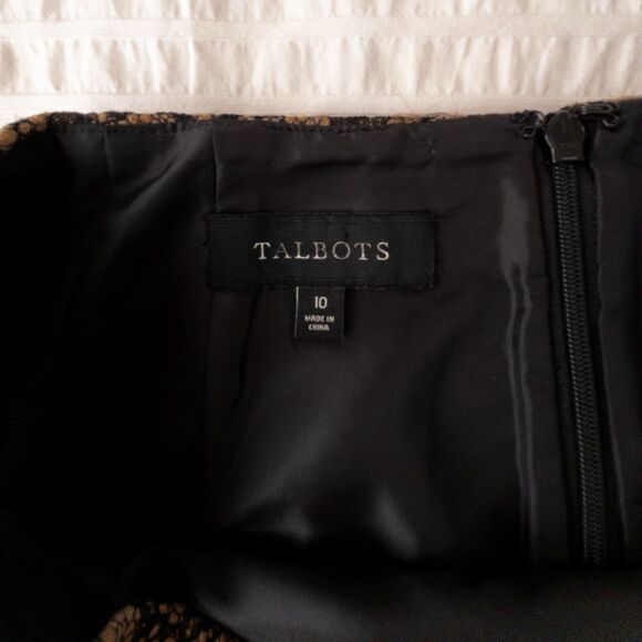 Talbots Brown Black Floral Lace Knee Length Skirt Size 10 Career Office Goth - Picture 3 of 15
